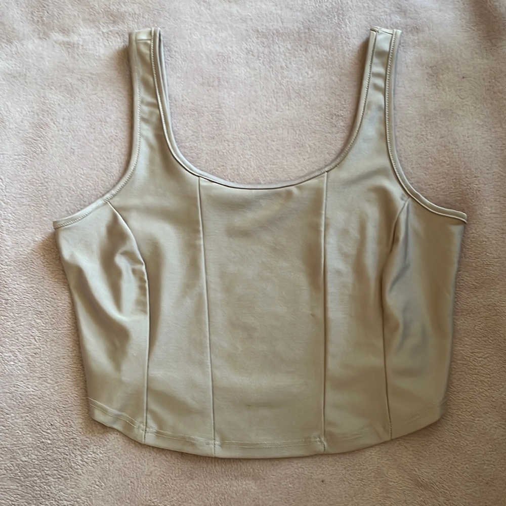 originality champagne color crop top, small